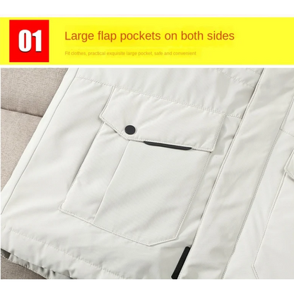 Parka vinterjakke til mænd, vindtæt med aftagelig hætte