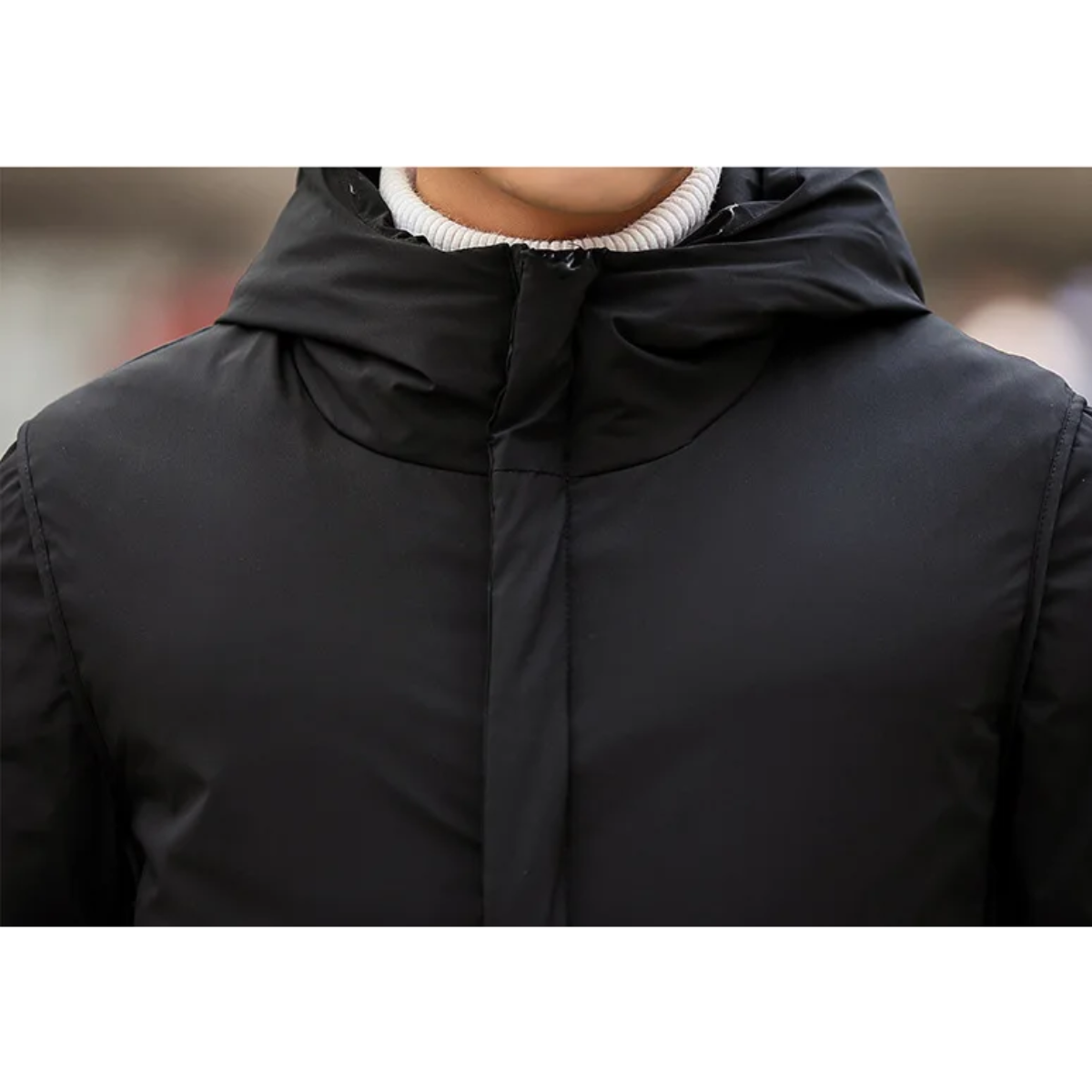 Parka vinterjakke til mænd, lang model med hætte og lommer