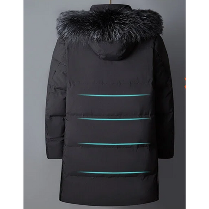 Parka vinterfrakke til mænd med pelshætte og lynlåse