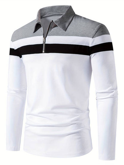 Langærmet poloshirt med lynlås til herrer