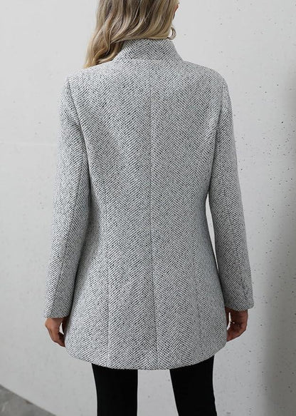 Stilfuld marmoreret langærmet blazer med åben front