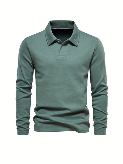 Langærmet poloshirt med klassisk krave til mænd