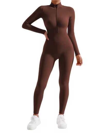 Figursyet jumpsuit med lynlås foran til kvinder