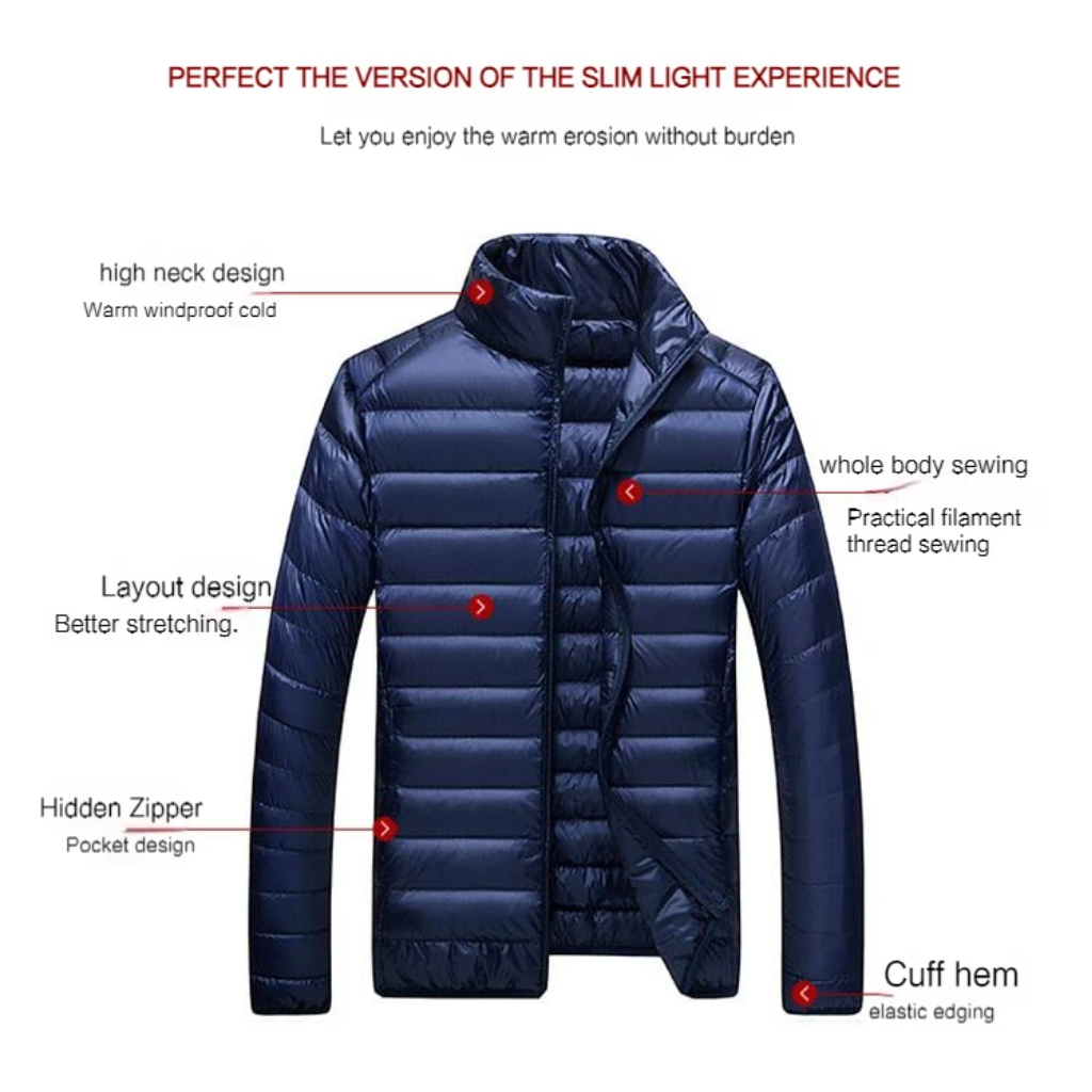 Vatteret overgangsjakke til mænd - let, varm, afslappet