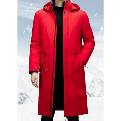 Parka vinterjakke til mænd, lang model med hætte og varmt