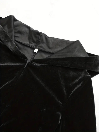 Jumpsuit i fløjl med hætte til kvinder