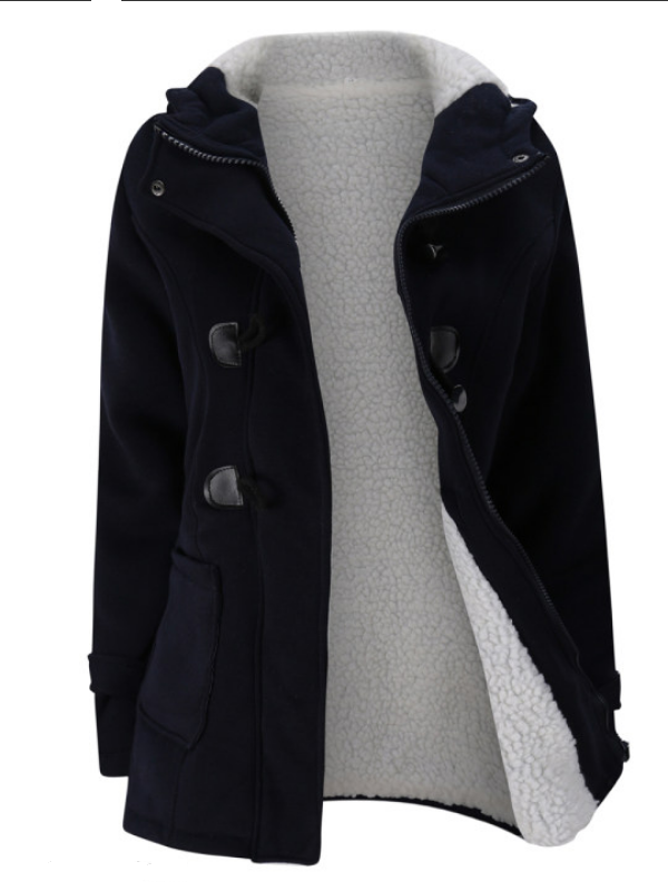 Kvindelig lang trenchcoat med hornknap