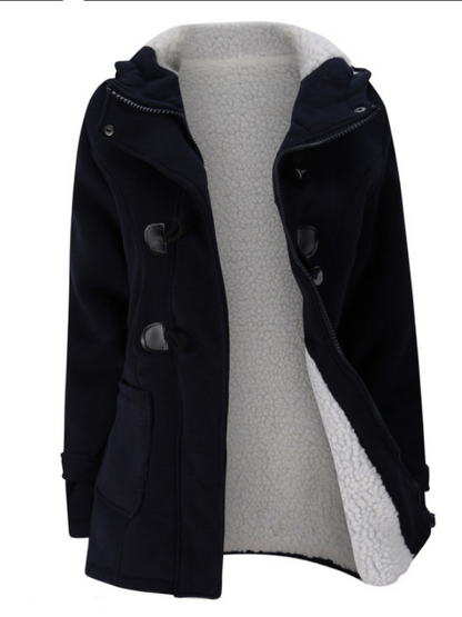 Kvindelig lang trenchcoat med hornknap