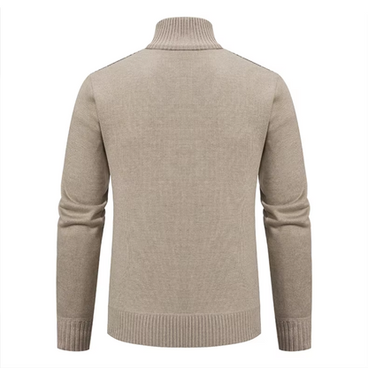 Strikket sweater med lynlås til mænd i gammeldags stil