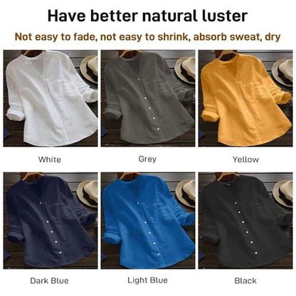 Casual hør-bomuldsbluse til kvinder