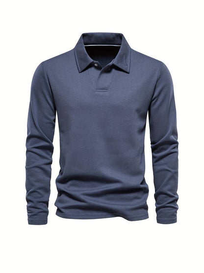 Langærmet poloshirt med klassisk krave til mænd