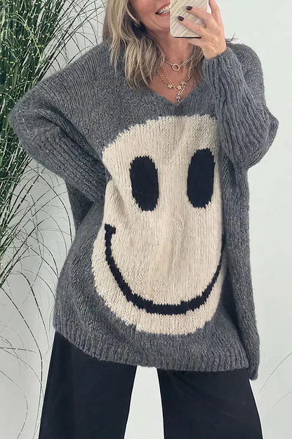 Oversized smiley sweater til kvinder