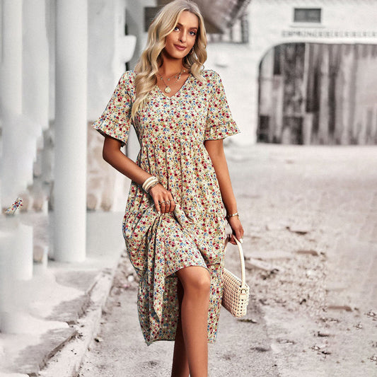 Blomstret midikjole