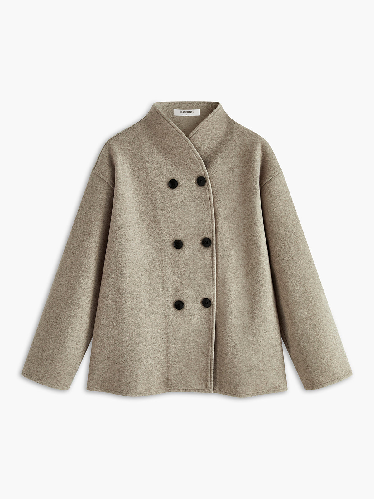Oversized button-down jakke til damer | Kort beige jakke med moderne pasform
