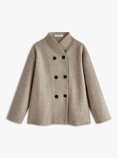 Oversized button-down jakke til damer | Kort beige jakke med moderne pasform