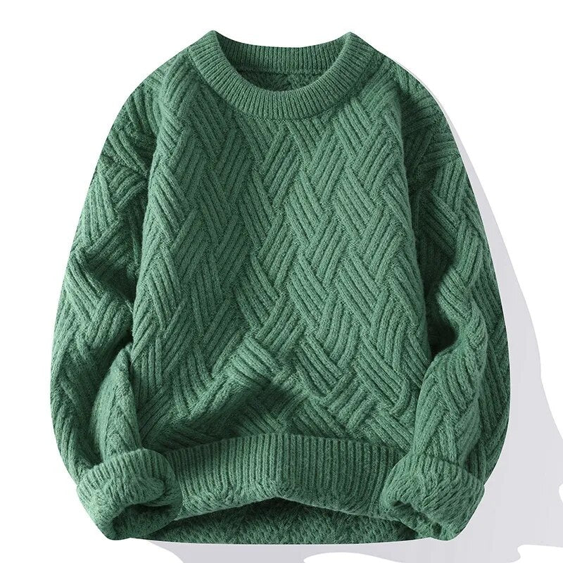Hyggelig strikket kabeltrøje unisex