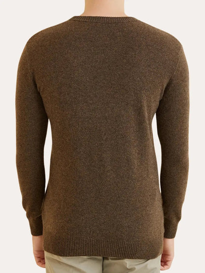 Brun signatur-sweater i kashmir