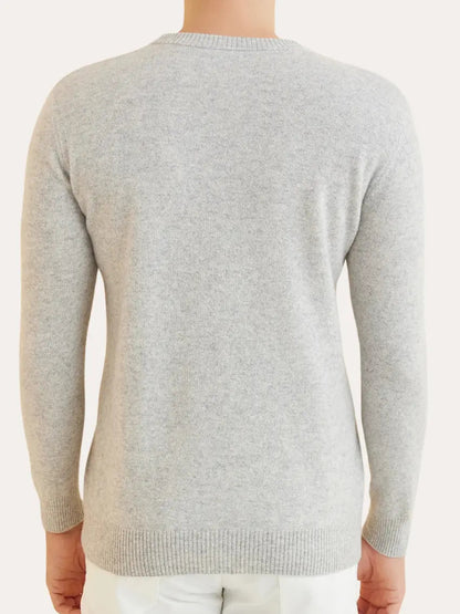 Lysegrå signatur-sweater i kashmir