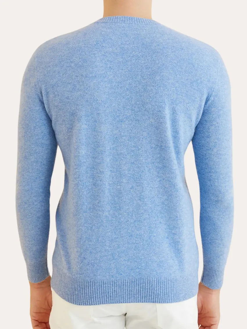 Lyseblå signatur-sweater i kashmir