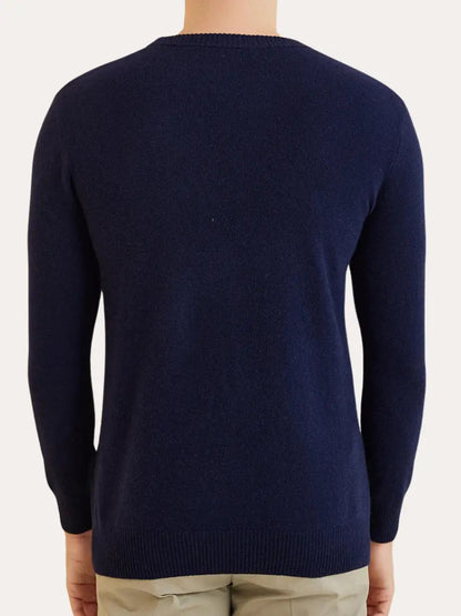 Marineblå signatur-sweater i kashmir