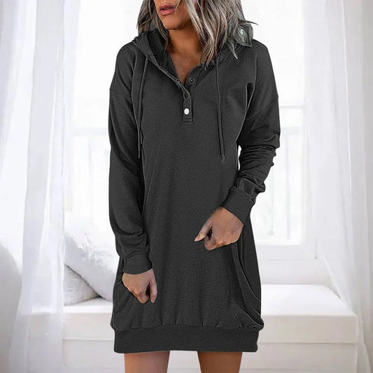 Afslappet hoodie-kjole