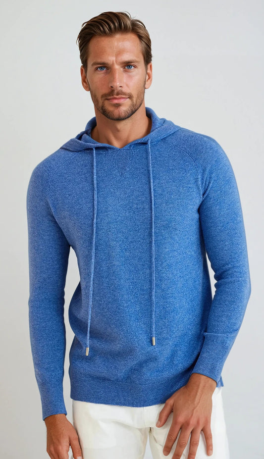 Kashmir Blå Hoodie til mænd