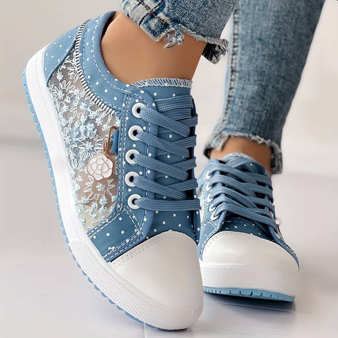 Flade sneakers i mesh til kvinder