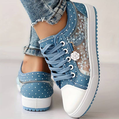 Flade sneakers i mesh til kvinder