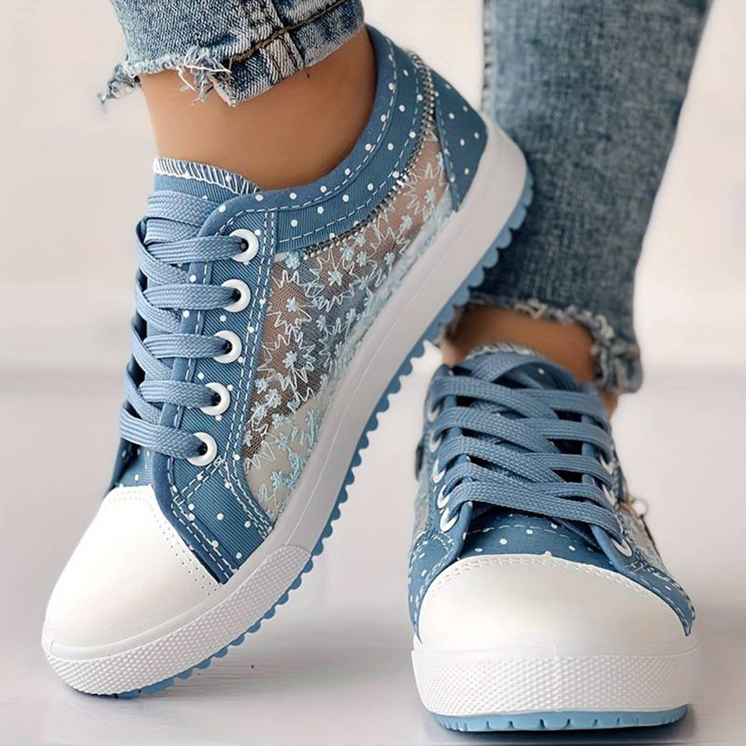 Flade sneakers i mesh til kvinder