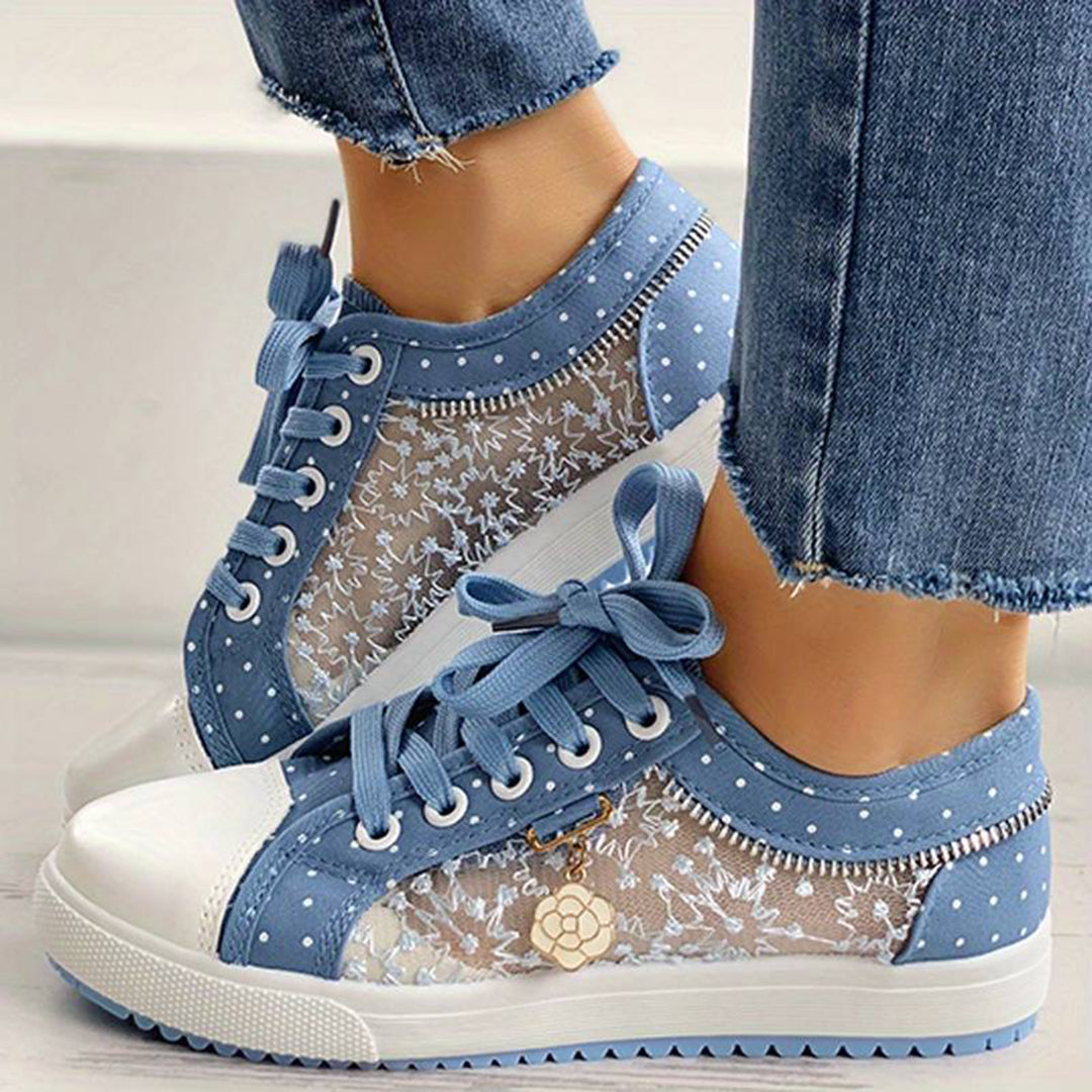 Flade sneakers i mesh til kvinder
