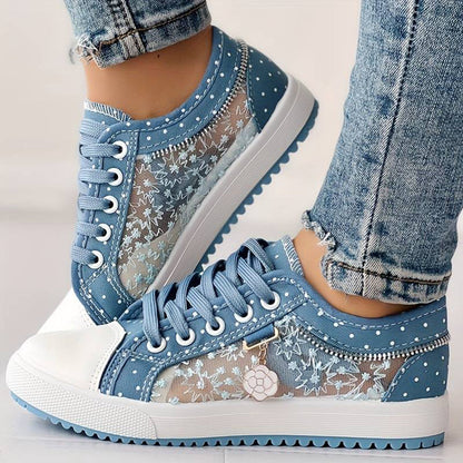 Flade sneakers i mesh til kvinder