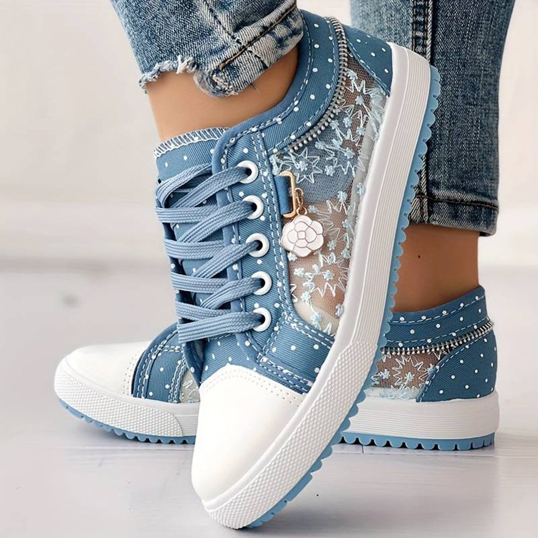 Flade sneakers i mesh til kvinder