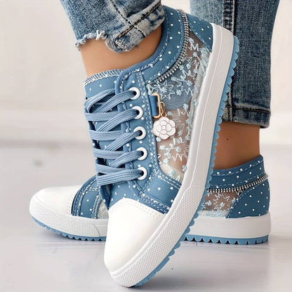 Flade sneakers i mesh til kvinder