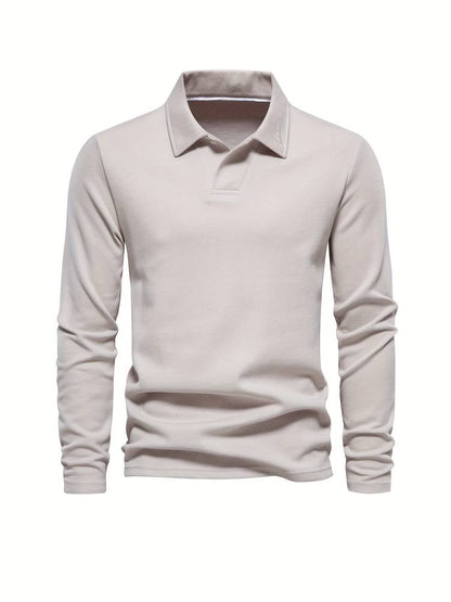 Langærmet poloshirt med klassisk krave til mænd