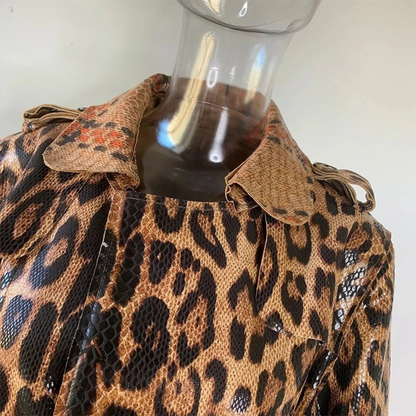 Langærmet kjole med leopardprint