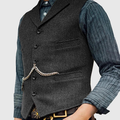 Klassisk vest med sildebensmønster