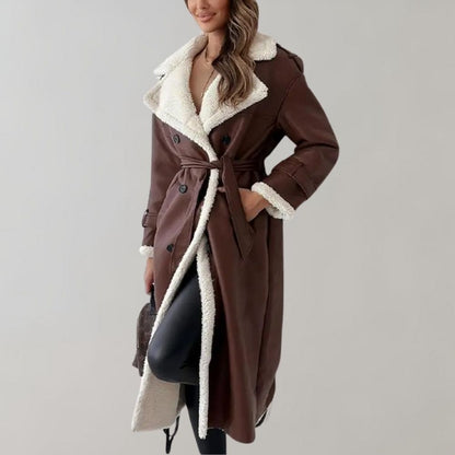 Trenchcoat med shearlingforing