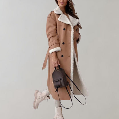 Trenchcoat med shearlingforing