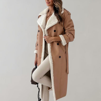 Trenchcoat med shearlingforing