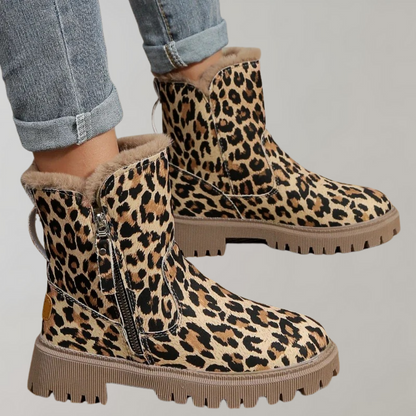 Varme støvler med leopardprint til kvinder