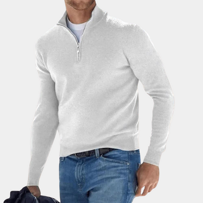 Enkel sweatshirt med halv lynlås til mænd