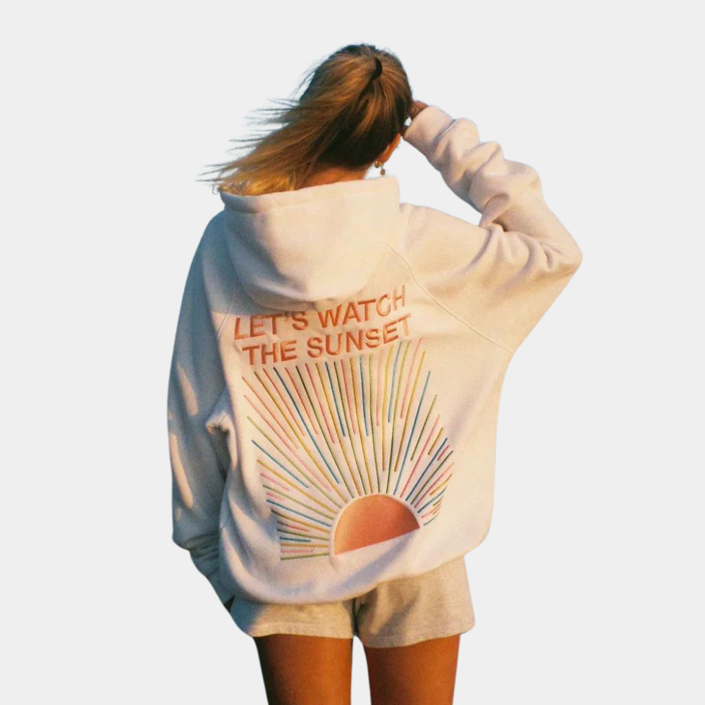 Sunset hvid hættetrøje