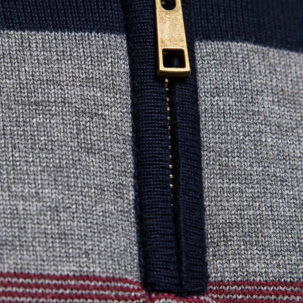 Varm farveblok-sweatshirt med lynlås til mænd