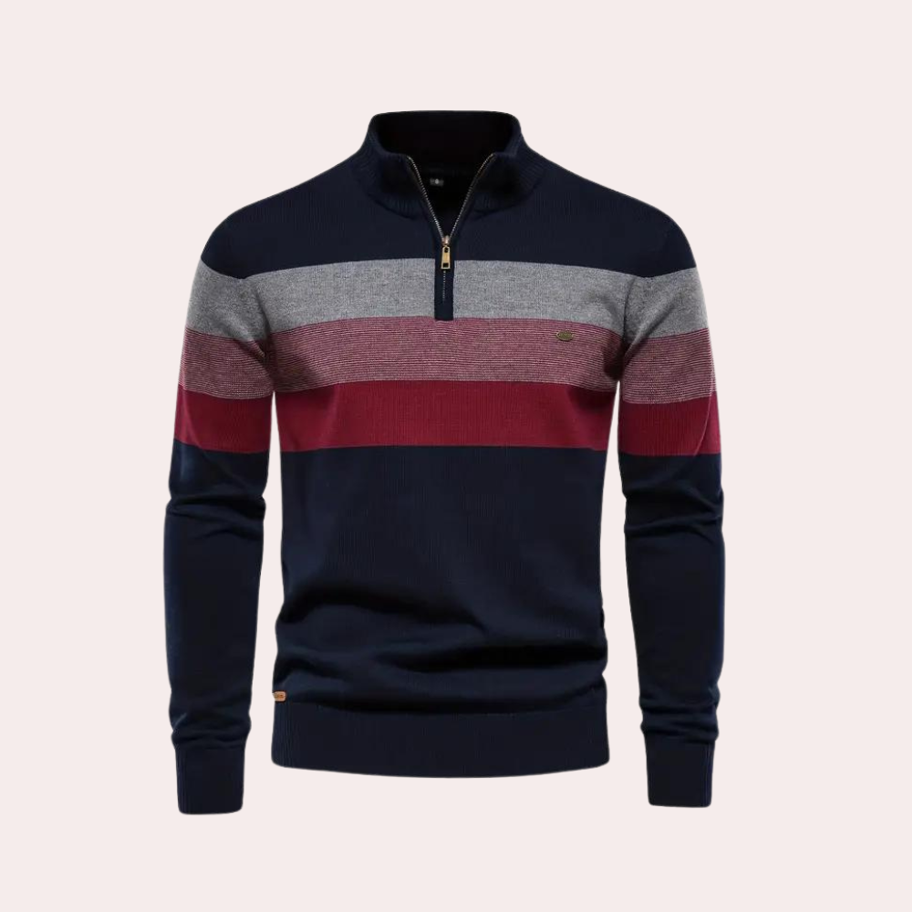 Varm farveblok-sweatshirt med lynlås til mænd