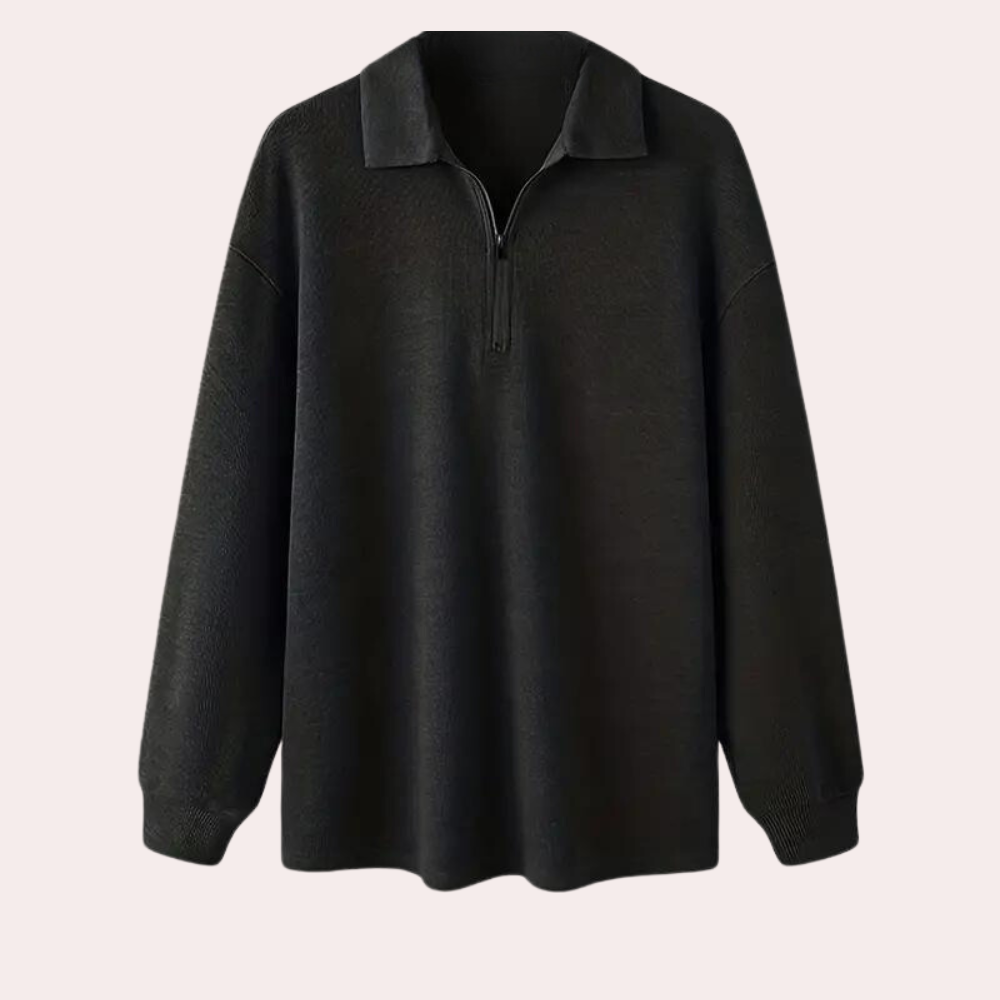 Ribbet sweatshirt med lynlås til mænd