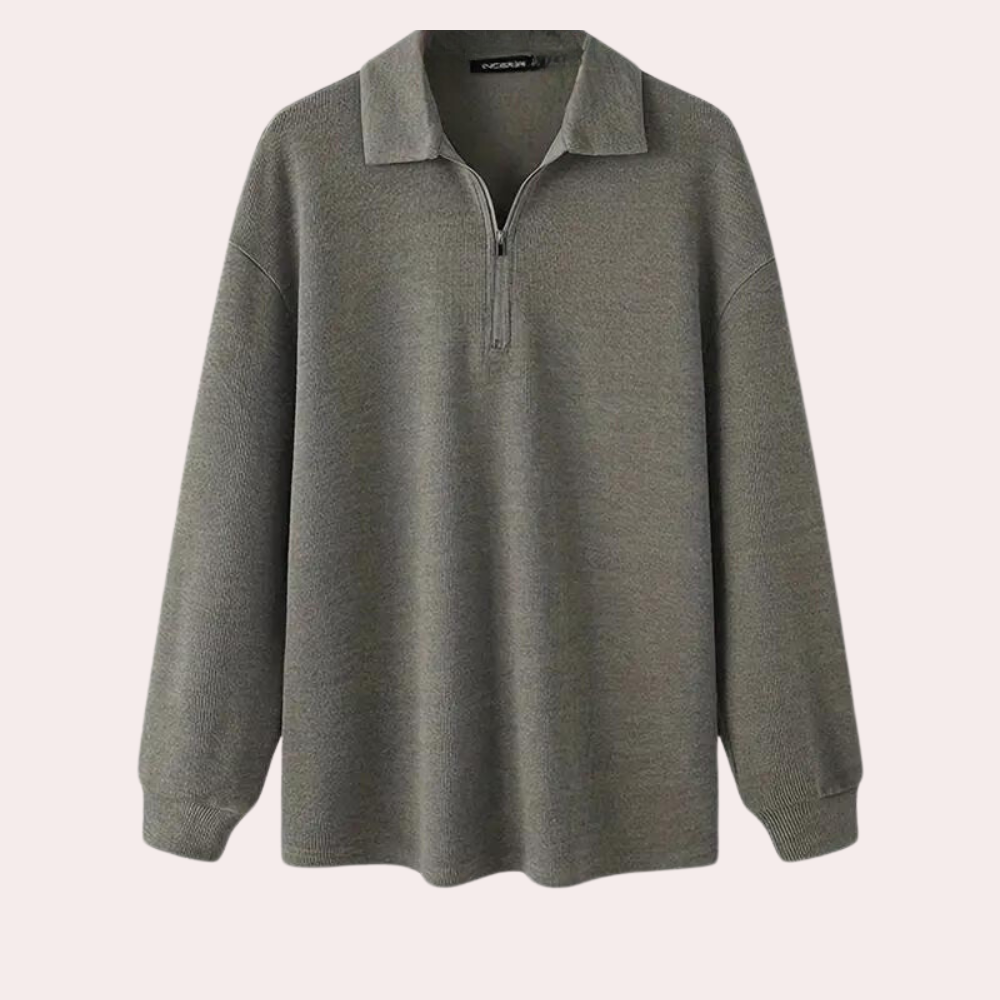 Ribbet sweatshirt med lynlås til mænd