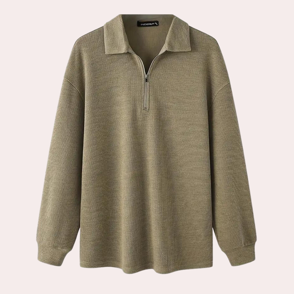 Ribbet sweatshirt med lynlås til mænd