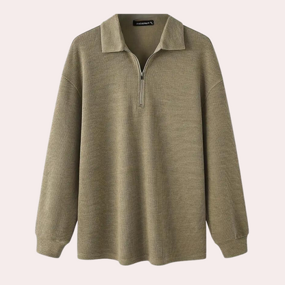 Ribbet sweatshirt med lynlås til mænd