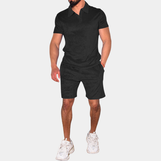 Casual sæt med poloshirt og shorts til mænd