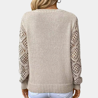 Sweater med blondeærmer til kvinder